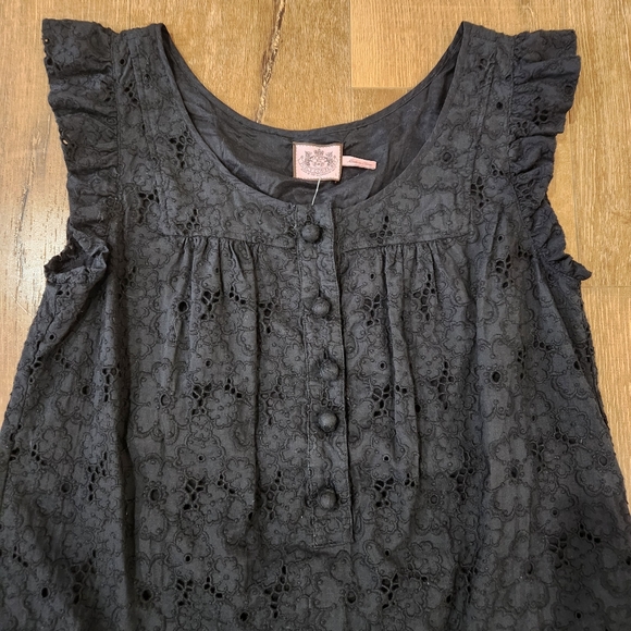 NWT Juicy Couture Eyelet embroidered floral ruffle Mini dress large Boho Twee - Picture 5 of 13